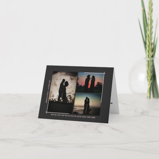 Custom Lovely Couples Photos Folded Card (Front)