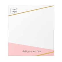 Custom Lovely Pink And Chic Gold Line Notepad