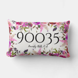 Custom Lovely Roses City State Zip Lumbar Pillow