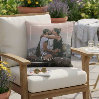 Custom Lovers Picture And Simple Love Quote Text Cushion