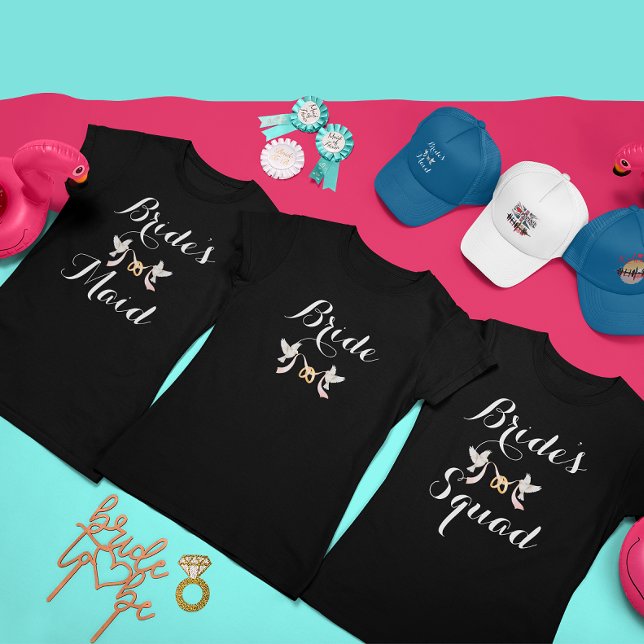 Custom Lovey Dovey Batchelorette Bride's Squad T-Shirt (Creator Uploaded)