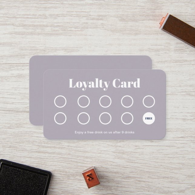 Custom Loyalty Card - Simple Lavender and White (Front/Back In Situ)