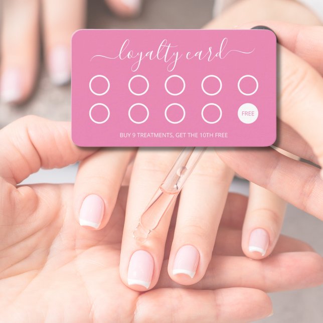 Custom Loyalty Card Simple Script Pink and White (Custom Loyalty Card Simple Script Pink and White)