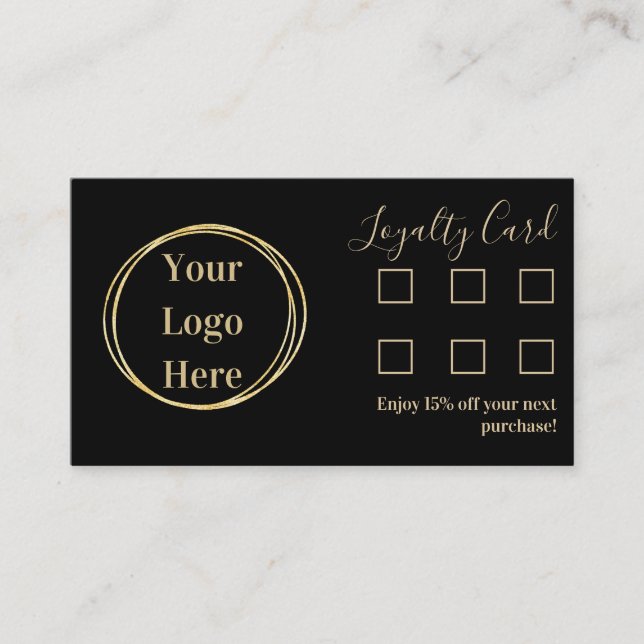Custom Loyalty Modern Black Gold Business Card (Front)