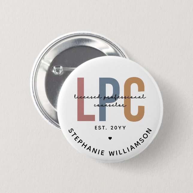 Custom LPC Licensed Professional Counsellor 6 Cm Round Badge (Front & Back)