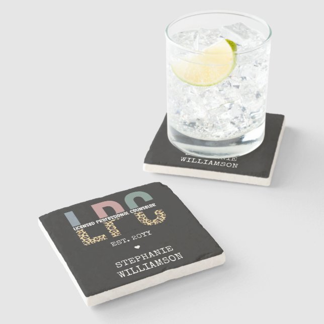 Custom LPC Licensed Professional Counsellor Gift Stone Coaster (Side)