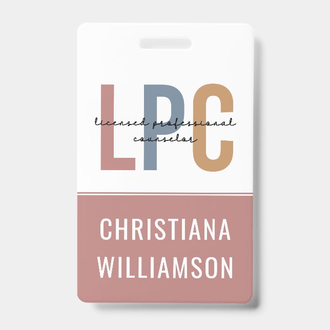 Custom LPC Licensed Professional Counsellor ID Badge (Front)