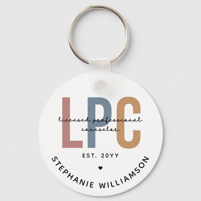 Custom LPC Licensed Professional Counsellor Key Ring (Front)