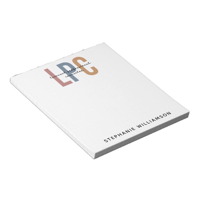 Custom LPC Licensed Professional Counsellor Notepad (Angled)
