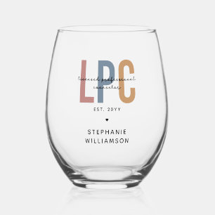Custom LPC Licensed Professional Counsellor Stemless Wine Glass