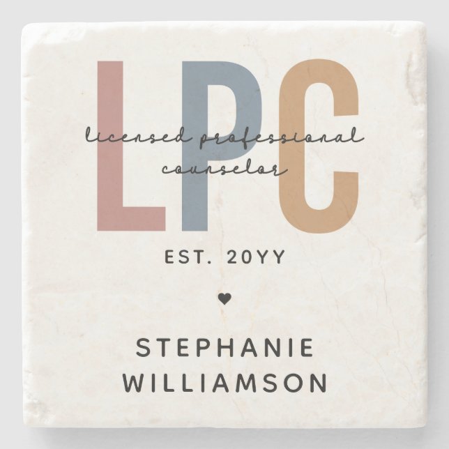 Custom LPC Licensed Professional Counsellor Stone Coaster (Front)