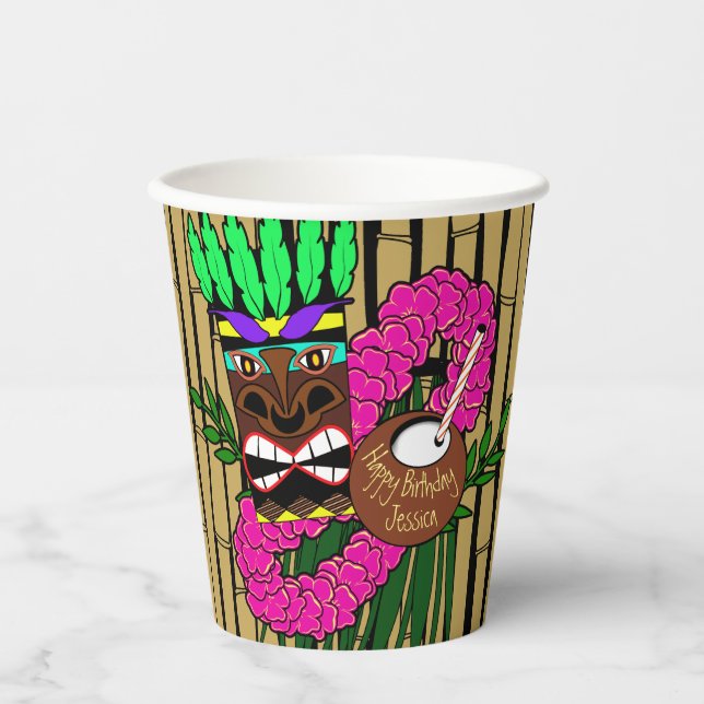 Custom Luau Birthday Party Theme Paper Cups (Front)