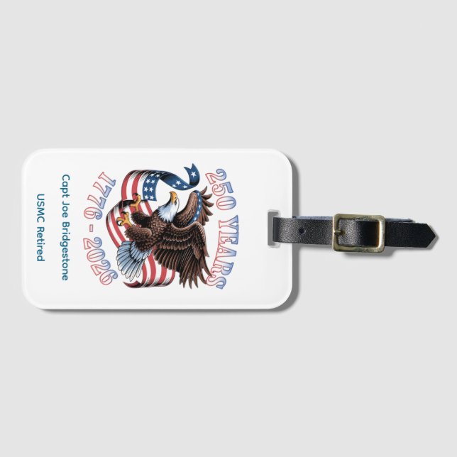 Custom luggage tag Patriotic USA 250 anniversary (Front Horizontal)