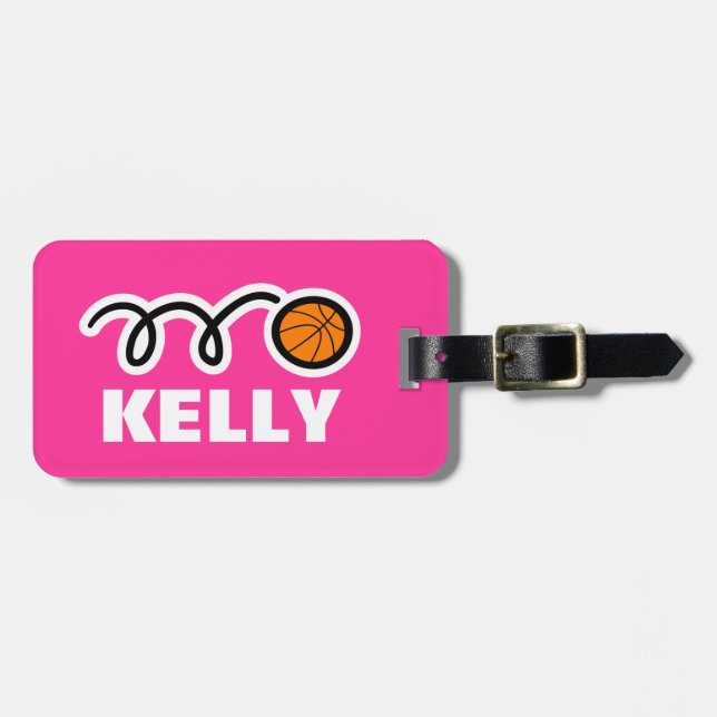 Custom luggage tag with cute basketball design (Front Horizontal)