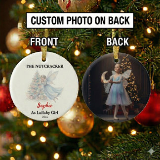 Custom Lullaby Girl Nutcracker Photo Christmas Ceramic Tree Decoration