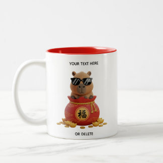 Custom Lunar Fortune Bag Capybara Red Two-Tone Mug