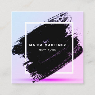 Custom Luxury Boutique Grunge Brush Paint Square B Square Business Card