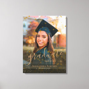 Custom Luxury Confetti Glitter Graduate Photo Canvas Print