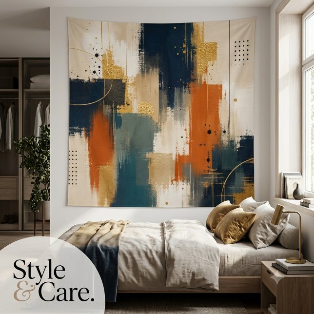 Custom Luxury Gold Navy Abstract Modern Art Tapestry (Custom Luxury Gold Navy Abstract Modern Art Tapestry)