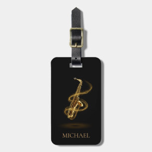 Custom Luxury Musician Business Gold Saxophone     Luggage Tag