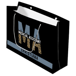 Custom MA Medical Assistant Leopard Print Large Gift Bag
