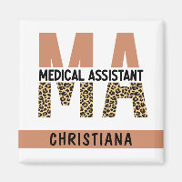 Custom MA Medical Assistant Leopard Print