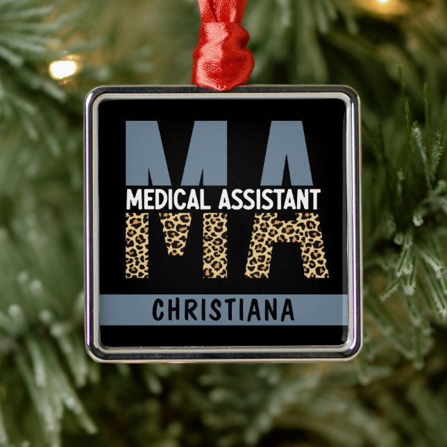 Custom MA Medical Assistant Leopard Print Metal Tree Decoration (Tree)