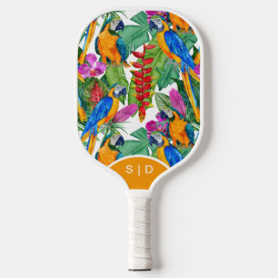 Custom Macaw Orchid White Pickleball Paddle