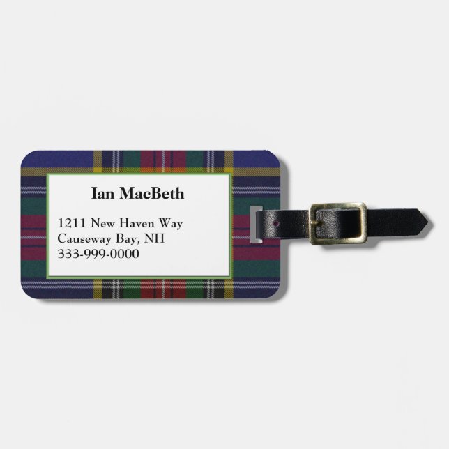 Custom MacBeth Tartan Plaid Luggage Tag (Front Horizontal)