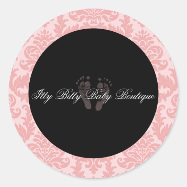 Custom Mackenzie Damask Chic Round Sticker (Front)