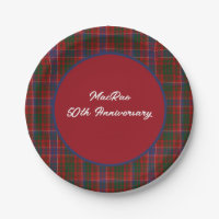 Custom MacRae Clan Tartan Plaid Paper Plate