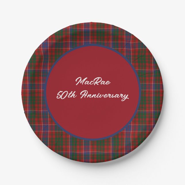 Custom MacRae Clan Tartan Plaid Paper Plate (Front)