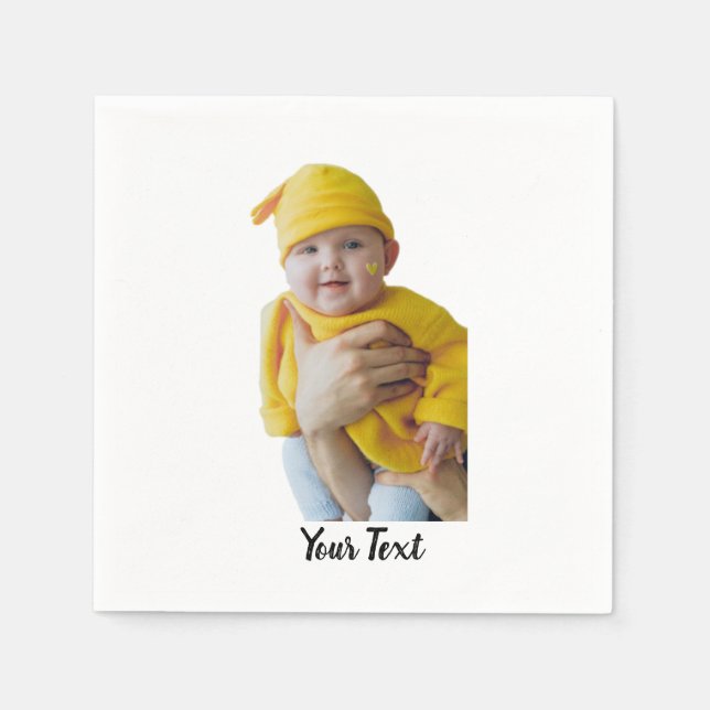 Custom Made - Add Photo and Text Napkin (Front)