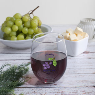 Custom Made Blueberry Logo Template Stemless Wine Glass