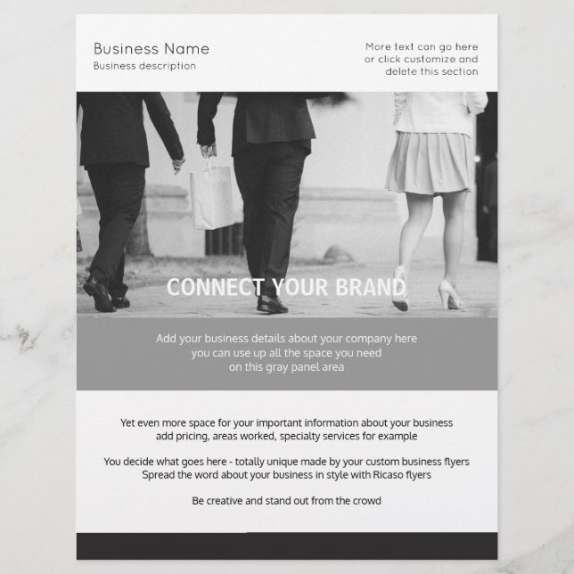 Custom Made Business Themed Black and White Flyer (Front)