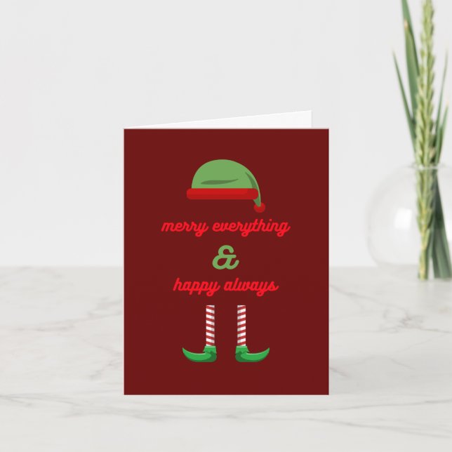 Custom Made Funny Festive Elf Christmas Holiday Card (Front)