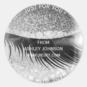 Custom Made Glam Diamond Eye Silver Grey Glitter Classic Round Sticker