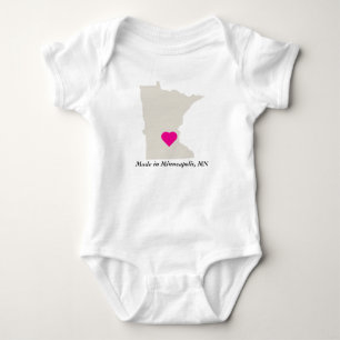 Custom Made In Minnesota State Love Baby Tee