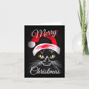 Custom Made Merry Christmas Angry Black Cat  Holiday Card