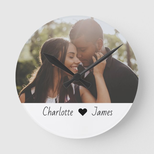 Custom Made Photo And Text Personalised Round Clock (Front)