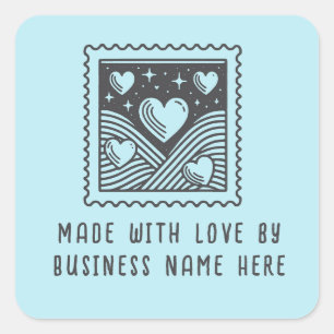 Custom Made With Love Business Heart Postal Stamp  Square Sticker