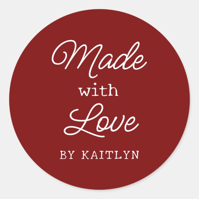 Custom Made with Love Classic Round Sticker (Front)