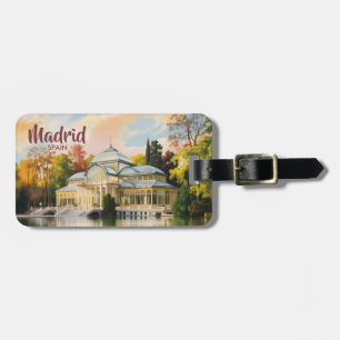 Custom Madrid Spain Palacio de Cristal Watercolor Luggage Tag