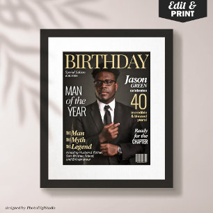 Custom Magazine Cover for Him Men Birthday Poster