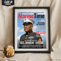 Custom Magazine Cover Gift Dad Marine Retirement