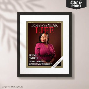 Custom Magazine Cover, Gift for Boss, Best Boss Poster