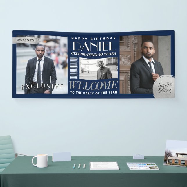 Custom Magazine Cover Modern Birthday Banner (Tradeshow)