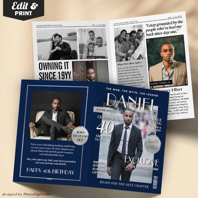 Custom Magazine Greeting Card, Fun Modern Birthday Card (Custom Magazine Greeting Card, Fun Modern Birthday Card)