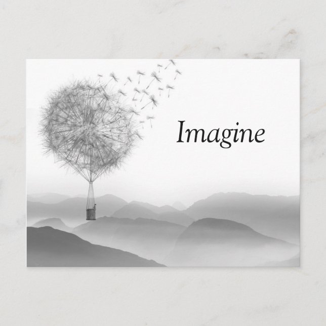 Custom Magical Dandelion Hot Air Balloon Imagine Postcard (Front)