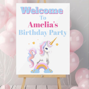 Custom Magical Rainbow Unicorn Birthday Welcome  Acrylic Sign